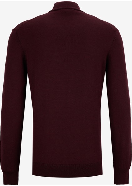 Yarım Balıkçı Yaka Basic Düz Bordo Melanj Erkek Kazak F5WM-KZK 2554 modelleri