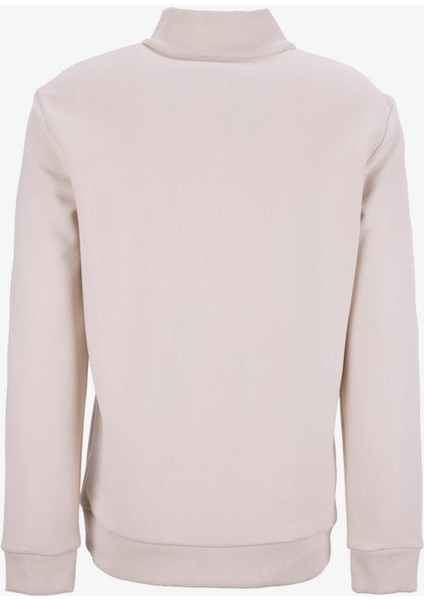 D5WM-SWT3941 Bej Dik Yaka Relaxed Düz Erkek Sweatshırt modelleri