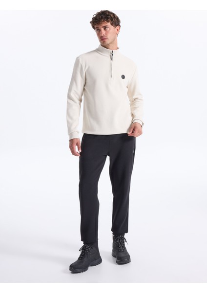 D5WM-SWT3941 Bej Dik Yaka Relaxed Düz Erkek Sweatshırt fırsatları