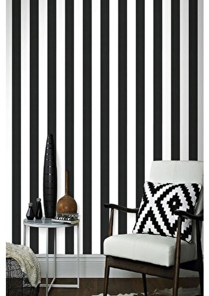 Bien Home Siyah Beyaz Çizgili Duvar Kağıdı (5m²) indirimleri