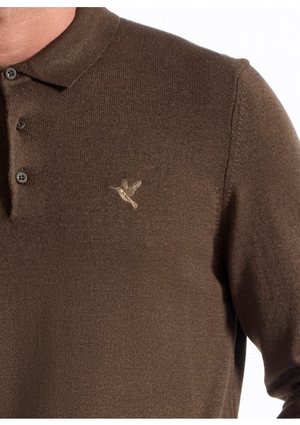 Polo Yaka Basic Düz Haki Melanj Erkek Kazak F5WM-KZK 2553 fırsatları
