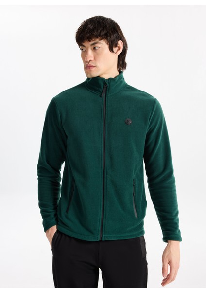 D5WM-SWT3301 Koyu Yeşil Dik Yaka Basic Düz Erkek Polar Sweatshırt fiyatları