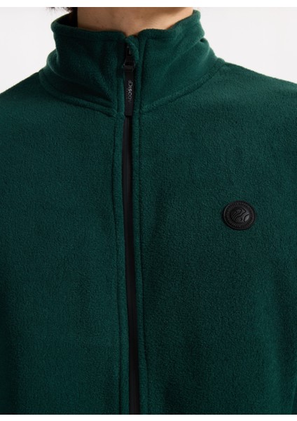 D5WM-SWT3301 Koyu Yeşil Dik Yaka Basic Düz Erkek Polar Sweatshırt fırsatları