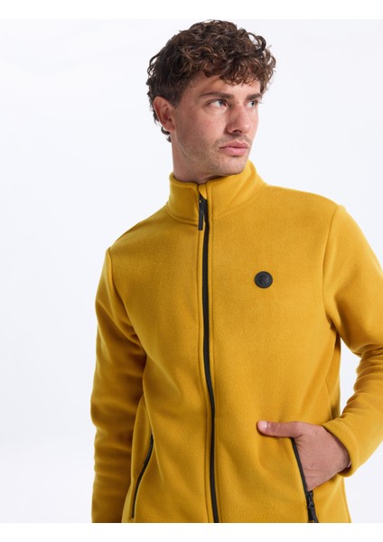 D5WM-SWT3301 Hardal Dik Yaka Basic Düz Erkek Polar Sweatshırt fırsatları