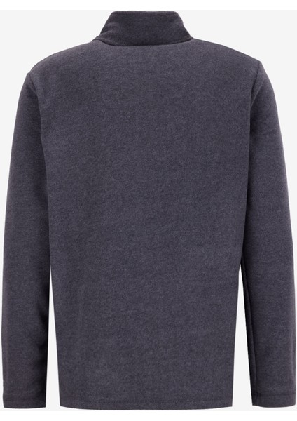 D5WM-SWT3301 Antrasit Melanj Dik Yaka Basic Düz Erkek Polar Sweatshırt modelleri