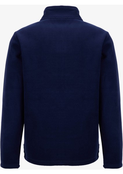 D5WM-SWT3301 Lacivert Dik Yaka Basic Düz Erkek Polar Sweatshırt modelleri