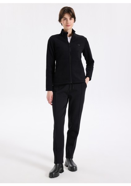 D5WL-SWT3303 Siyah Dik Yaka Basic Düz Kadın Polar Sweatshırt fiyatları