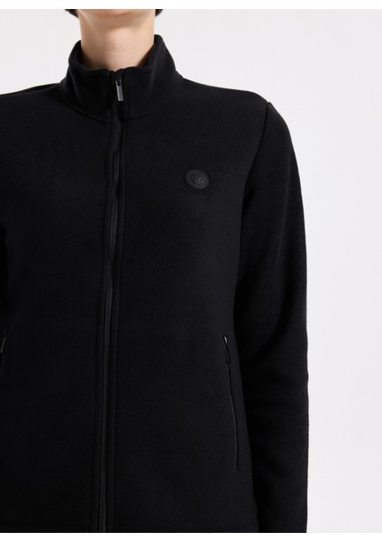 D5WL-SWT3303 Siyah Dik Yaka Basic Düz Kadın Polar Sweatshırt fırsatları