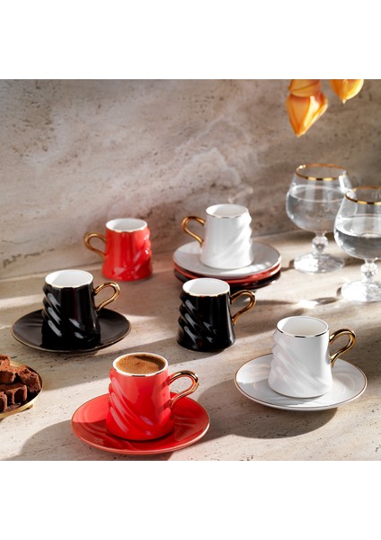 Vogue 6 Kişilik Kahve Fincan Seti 12 Parça-Çok Renkli