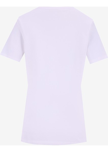 Bisiklet Yaka Varaklı Beyaz Kadın T-Shirt F5WL-TST0238 modelleri