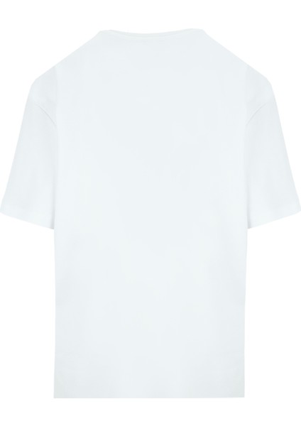 Bisiklet Yaka Taşlı Beyaz Kadın T-Shirt F5WL-TST0338 modelleri