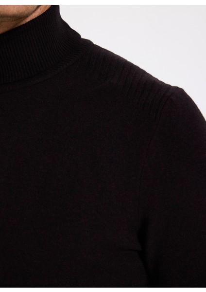 Tam Balıkçı Yaka Slim Fit Düz Bordo Melanj Erkek Kazak F5WM-KZK 2524 indirimleri