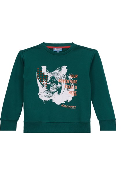 Baskılı Erkek Çocuk Koyu Yeşil Sweatshırt D5WB-SWT3046 modelleri