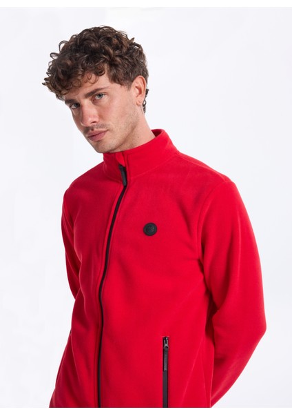 D5WM-SWT3301 Kırmızı Dik Yaka Basic Düz Erkek Polar Sweatshırt fiyatları