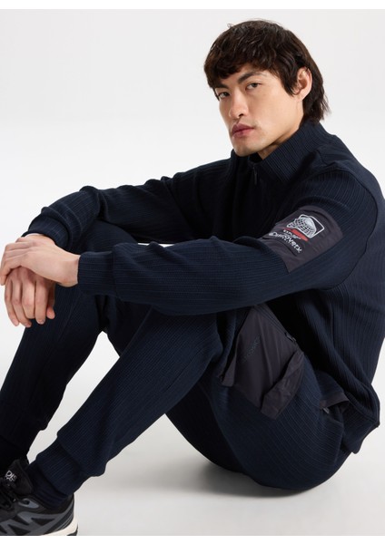 D5WM-SWT3800 Lacivert Dik Yaka Relaxed Düz Erkek Sweatshırt fırsatları