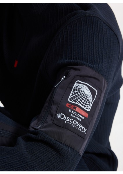 D5WM-SWT3800 Lacivert Dik Yaka Relaxed Düz Erkek Sweatshırt indirimleri