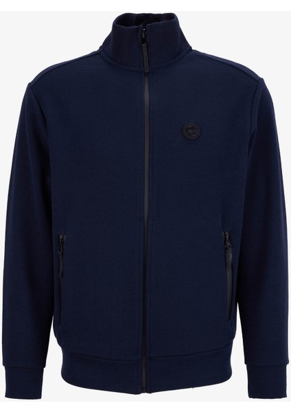 D5WM-SWT3988 Lacivert Dik Yaka Relaxed Düz Erkek Sweatshırt fiyatları