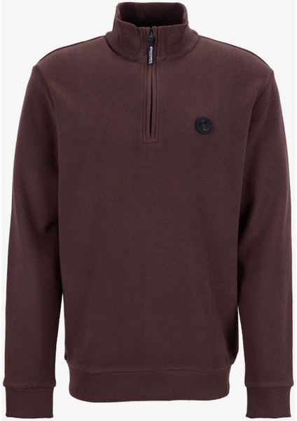 D5WM-SWT3941 Kahve Dik Yaka Relaxed Düz Erkek Sweatshırt fiyatları