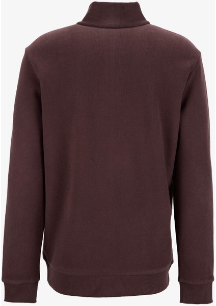 D5WM-SWT3941 Kahve Dik Yaka Relaxed Düz Erkek Sweatshırt modelleri