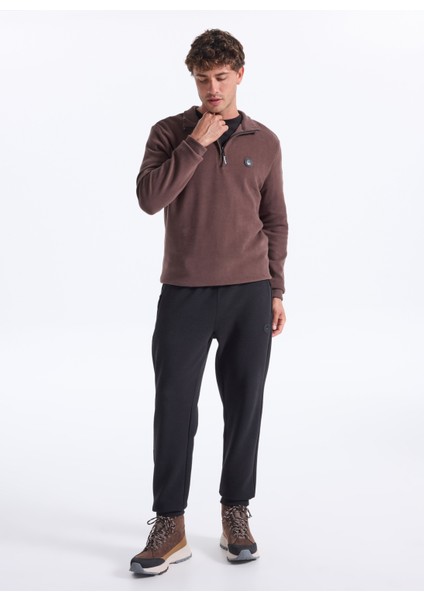 D5WM-SWT3941 Kahve Dik Yaka Relaxed Düz Erkek Sweatshırt fırsatları