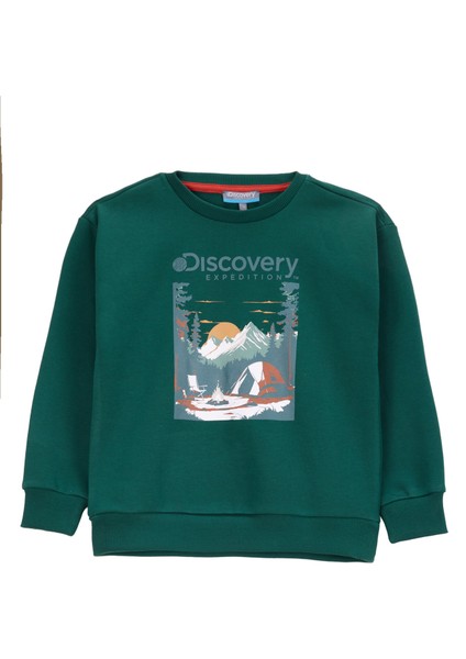 Baskılı Erkek Çocuk Koyu Yeşil Sweatshırt D5WB-SWT3044