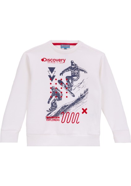 Baskılı Erkek Çocuk Beyaz Sweatshırt D5WB-SWT3056