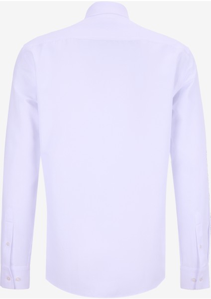 Slim Fit Gömlek Yaka Armürlü Beyaz Erkek Gömlek Maydos-Y 402 modelleri