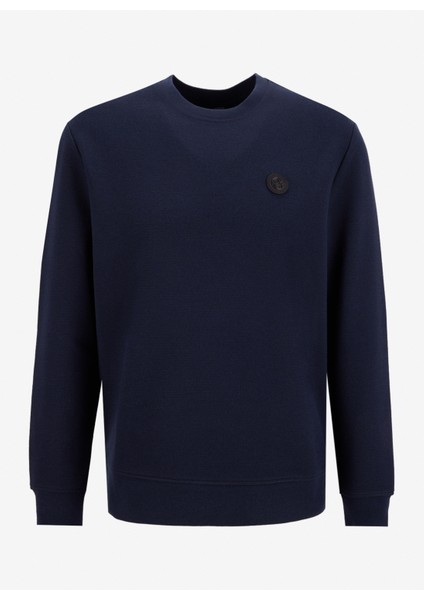 D5WM-SWT3987 Lacivert Bisiklet Yaka Relaxed Düz Erkek Sweatshırt fiyatları