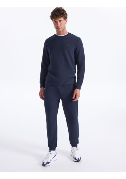 D5WM-SWT3987 Lacivert Bisiklet Yaka Relaxed Düz Erkek Sweatshırt fırsatları