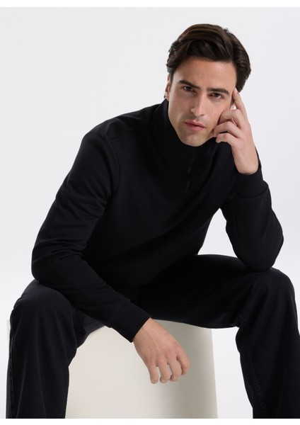 Bato Yaka Düz Siyah Erkek Sweatshırt FC4WM-SWT 2233.