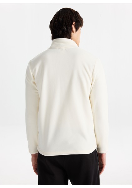 D5WM-SWT3301 Beyaz Dik Yaka Basic Düz Erkek Polar Sweatshırt indirimleri