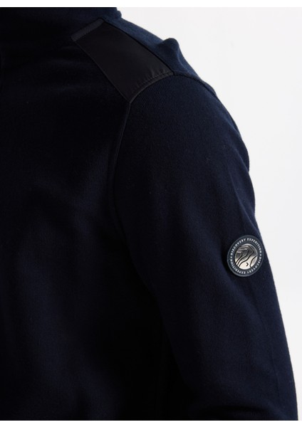 D5WM-SWT3810 Lacivert Dik Yaka Relaxed Düz Erkek Sweatshırt fırsatları