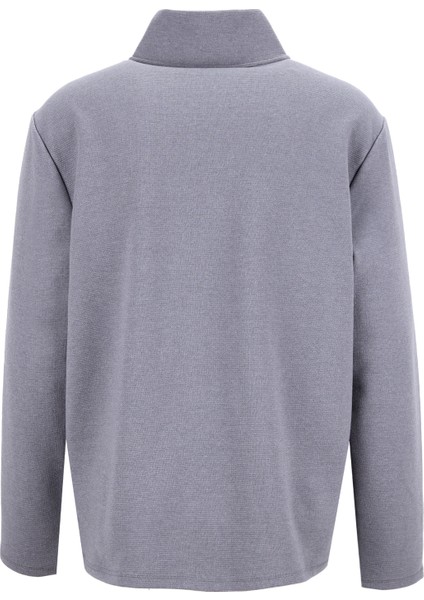 D5WM-SWT3986 Antrasit Dik Yaka Relaxed Düz Erkek Sweatshırt fırsatları