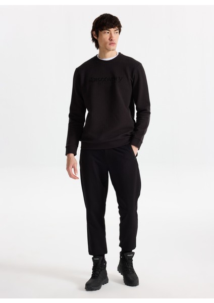 D5WM-SWT3831 Siyah Bisiklet Yaka Relaxed Nakışlı Erkek Sweatshırt fiyatları