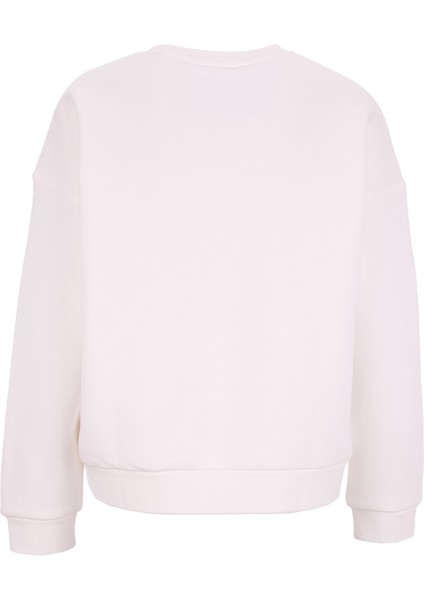 Bisiklet Yaka Nakışlı Beyaz Kadın Sweatshırt F5WL-SWT0226 modelleri