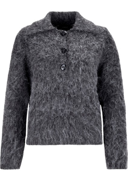 Ceket Yaka Relaxed Düz Antrasit Melanj Kazak Kadın F5WL-KZK0148 fiyatları