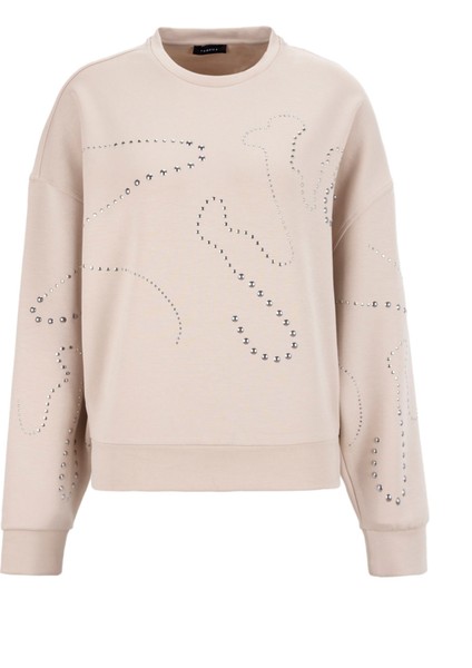 Bisiklet Yaka Taşlı Bej Kadın Sweatshırt F5WL-SWT0034 fiyatları