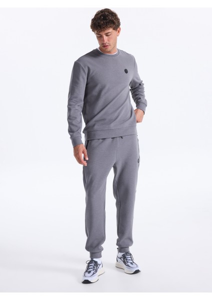 D5WM-SWT3987 Antrasit Bisiklet Yaka Relaxed Düz Erkek Sweatshırt fırsatları