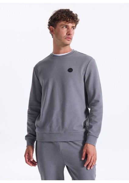 D5WM-SWT3987 Antrasit Bisiklet Yaka Relaxed Düz Erkek Sweatshırt indirimleri