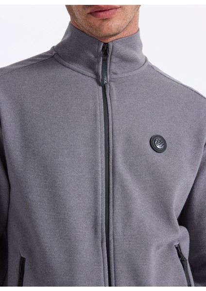 D5WM-SWT3988 Antrasit Dik Yaka Relaxed Düz Erkek Sweatshırt indirimleri