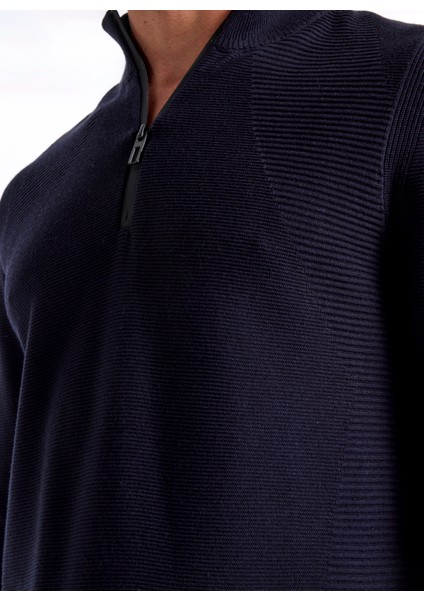 Bato Yaka Slim Fit Düz Lacivert Erkek Kazak F5WM-KZK 2522 fırsatları