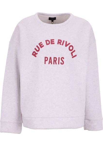 Bisiklet Yaka Nakışlı Açık Gri Melanj Kadın Sweatshırt F5WL-SWT0229 fiyatları