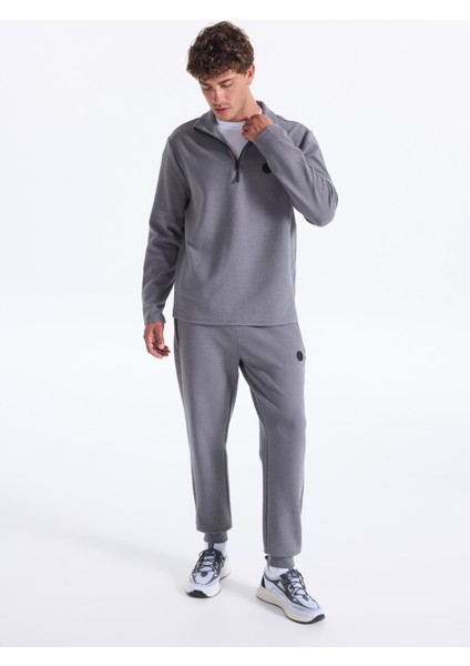 D5WM-SWT3986 Antrasit Dik Yaka Relaxed Düz Erkek Sweatshırt indirimleri