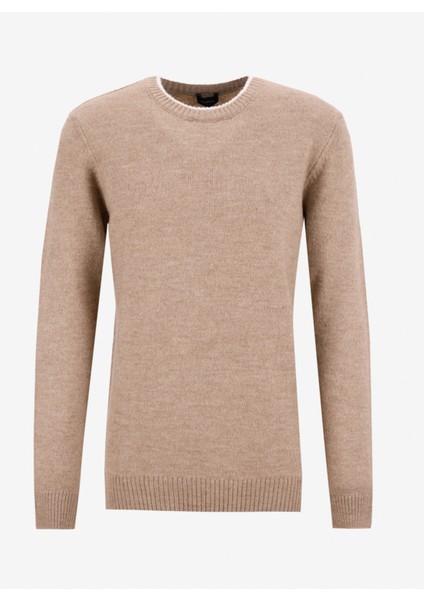 Bisiklet Yaka Slim Fit Düz Haki Erkek Kazak F5WM-KZK 2321 fiyatları