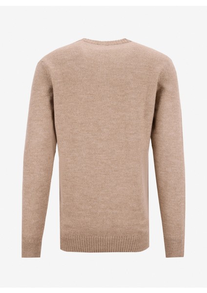 Bisiklet Yaka Slim Fit Düz Haki Erkek Kazak F5WM-KZK 2321 modelleri