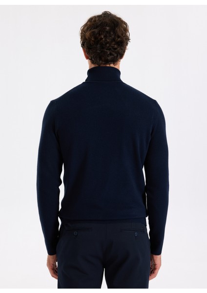 Tam Balıkçı Yaka Slim Fit Düz Lacivert Erkek Kazak F5WM-KZK 2524 indirimleri