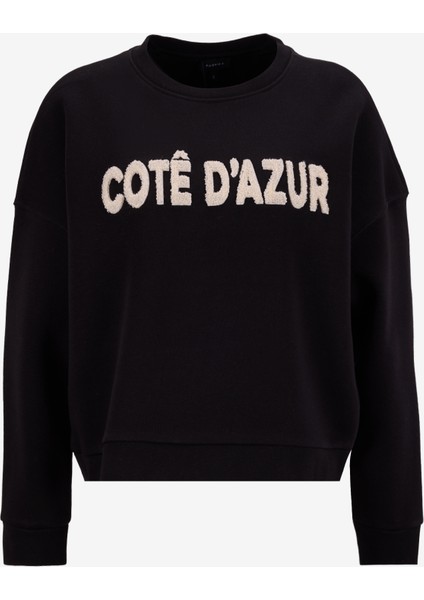 Bisiklet Yaka Nakışlı Siyah Kadın Sweatshırt F5WL-SWT0230 fiyatları