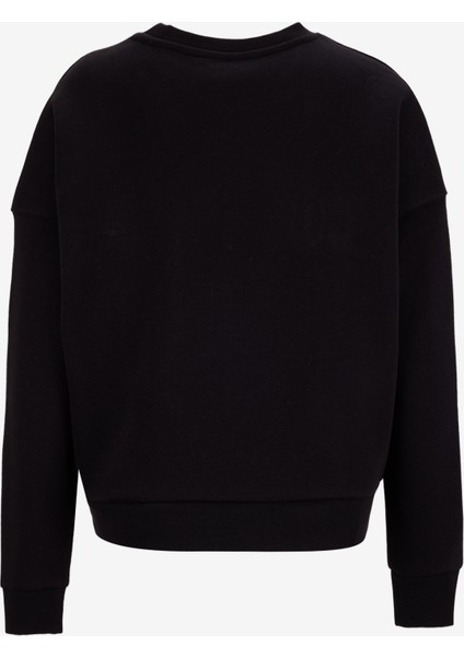 Bisiklet Yaka Nakışlı Siyah Kadın Sweatshırt F5WL-SWT0230 modelleri