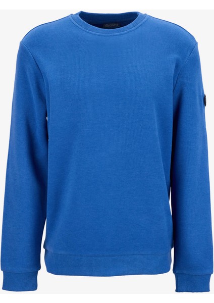 D5WM-SWT3940 Indigo Melanj Bisiklet Yaka Relaxed Düz Erkek Sweatshırt fiyatları