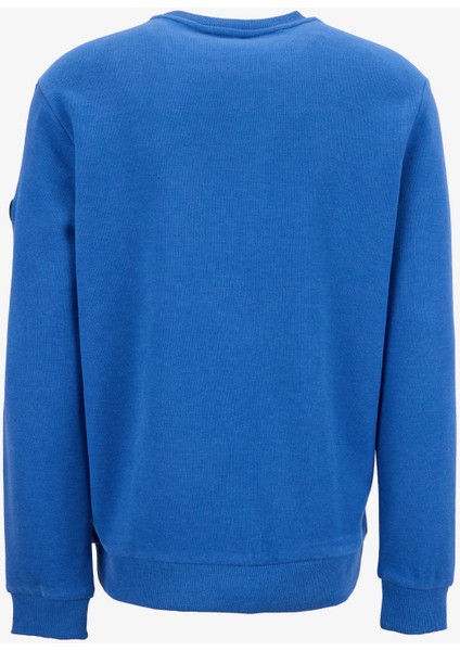 D5WM-SWT3940 Indigo Melanj Bisiklet Yaka Relaxed Düz Erkek Sweatshırt modelleri